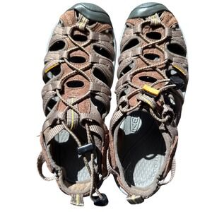 KEEN Whisper Womens Brown Waterproof Hiking Sport Sandals Bungee Lace Trail Shoe